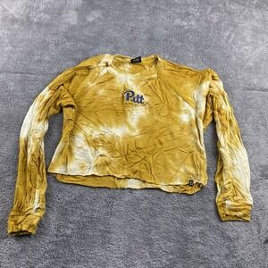 University Pittsburgh Hype and Vice Shirt Womens Medium Yellow Long Sleeve Crop‎